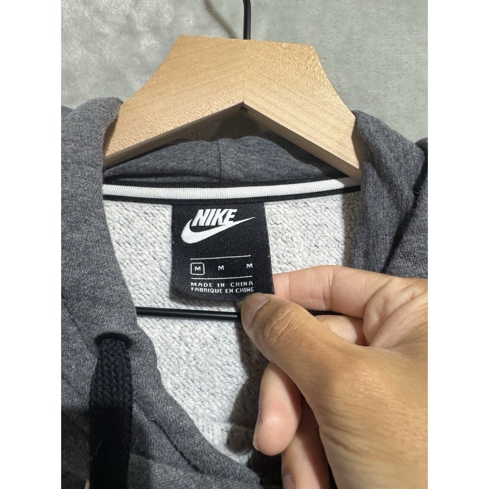 Nike Air Spellout Hoodie Men's M Gray Colorblock Logo Hooded Drawstrings Y2K - Picture 3 of 7